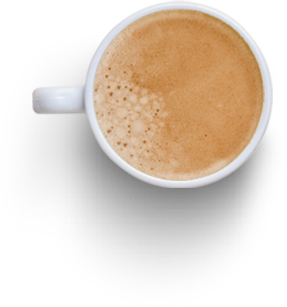 taza de café realista con espuma vista desde arriba
